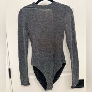 H&M Divided Black and Silver Metallic Sparkle  Bodysuit - Small
